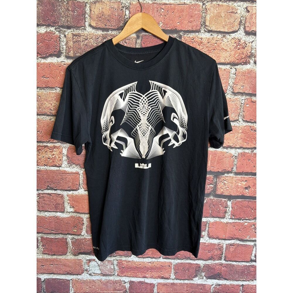 Nike LeBron T-Shirt Mens Medium Black Visual Center Graphic SS 575442-010